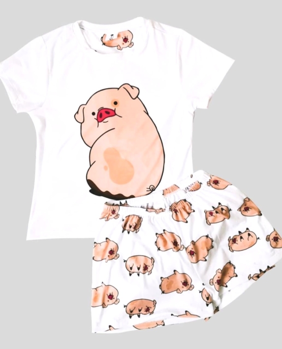 pijama de algodón licrado cerdo